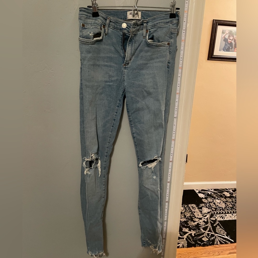 Straight leg light wash jeans